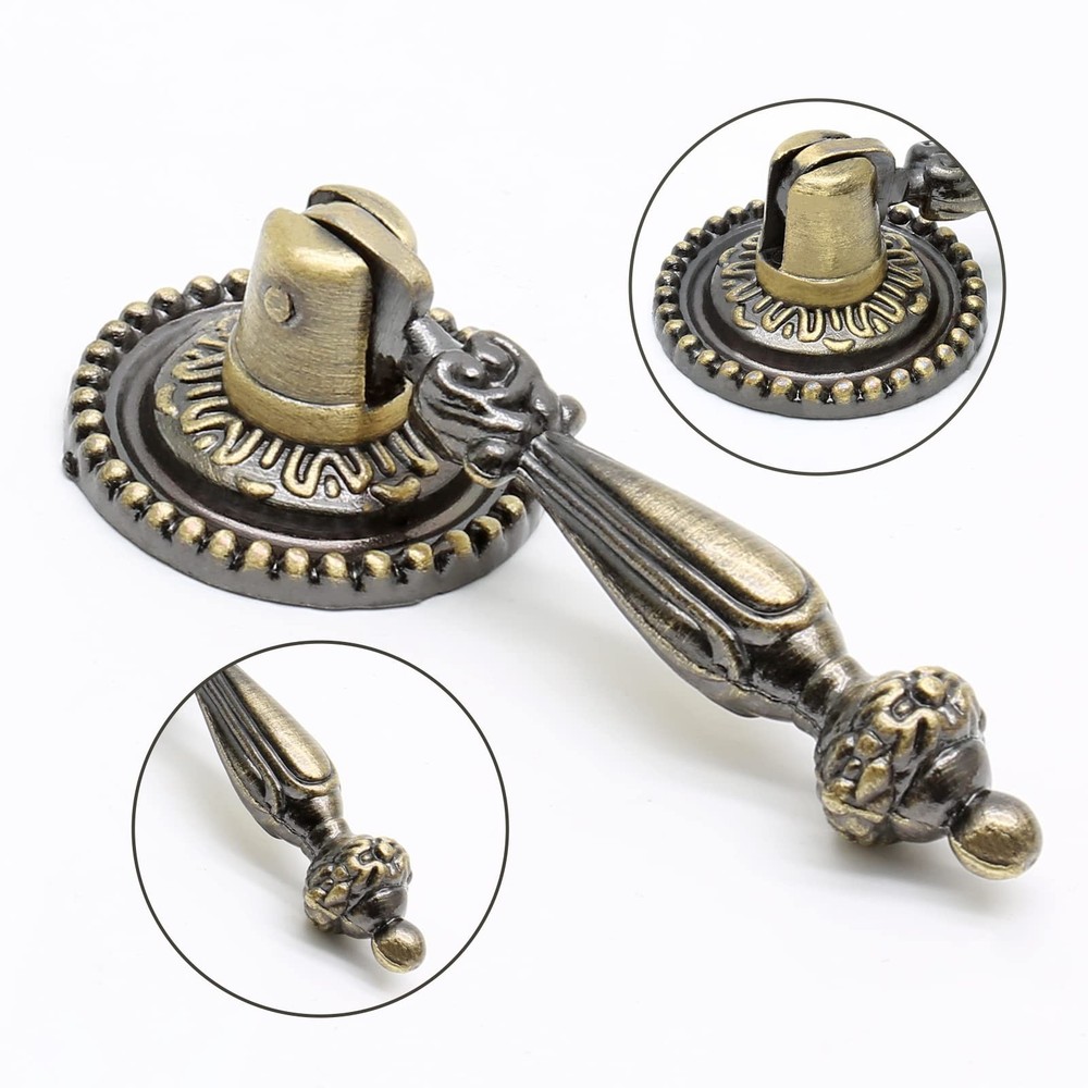 Biaungdo 4 Pack Antique Style Bronze Tear Drop Knobs Pulls, Zinc Alloy Cabine...