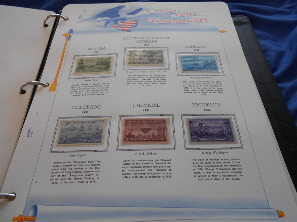 WHITE ACE COMMEMORATIVE STAMPS OF THE UNITED STATES ALBUM WITH DUST COVER & BOX