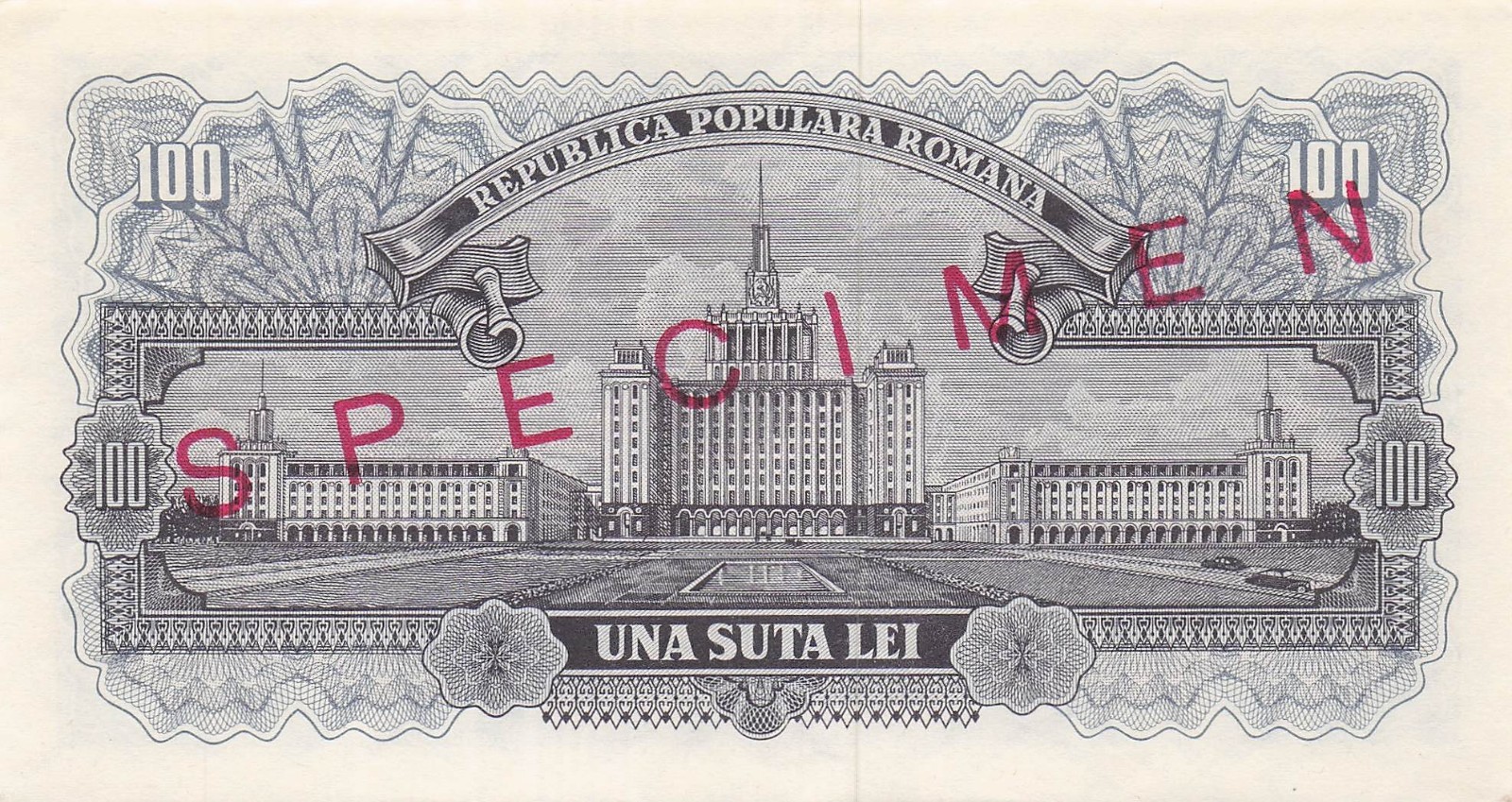 Romania  100  Lei  1952  Series  t 13  Specimen  Uncirculated Banknote HJ S