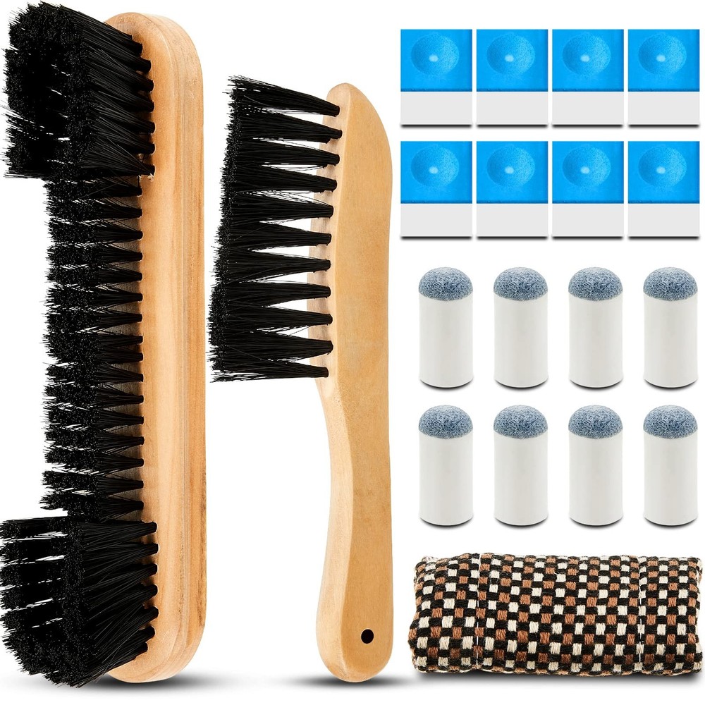 19 Pcs Billiards Pool Table Rail Brush Cleaning Kit Pool Table Brush Set with...