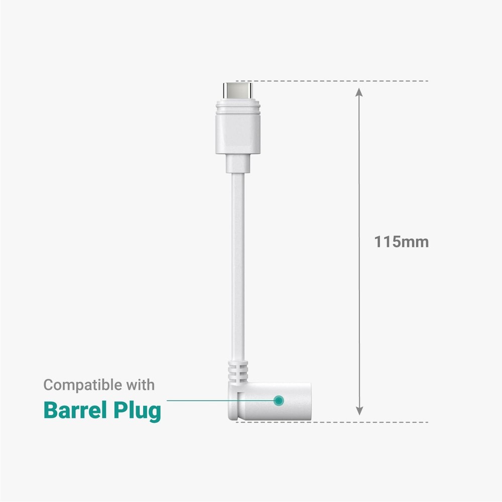 xsdtech White Ring Barrel Plug to USB-C Adapter - Compatible 10.8 cm,