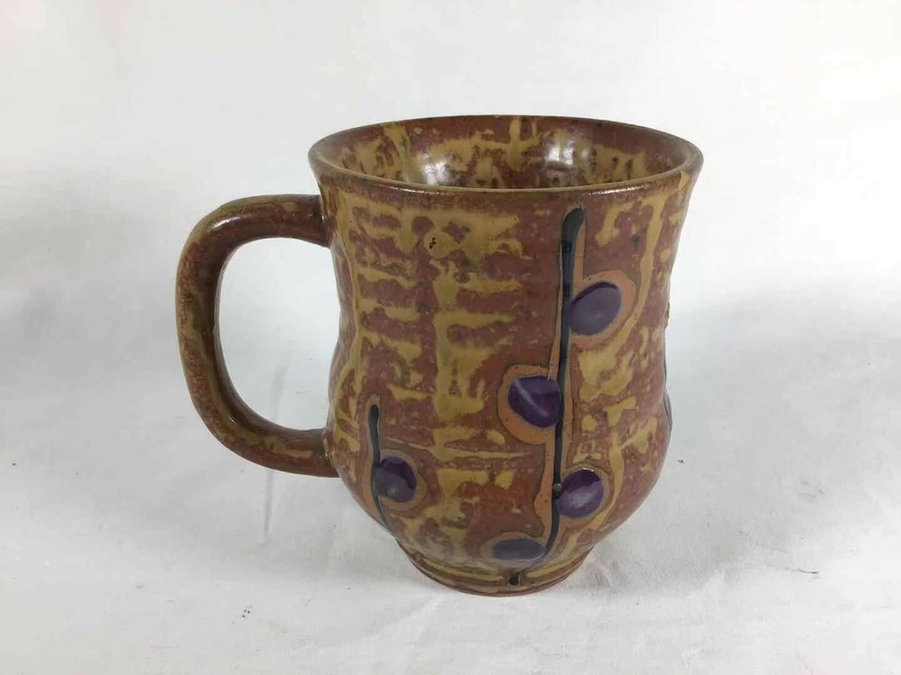 Ceramic Studio Art Pottery Hand Made Mugs Coffee Cup Brown With Handle
