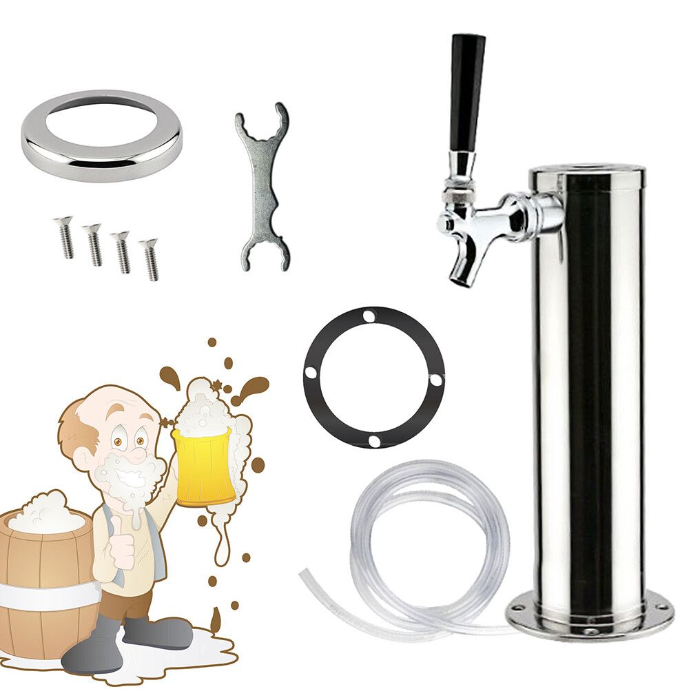 Single Tap Draft Beer Tower Faucet Tap Stainless Steel Homebrew Kegerator Chrome