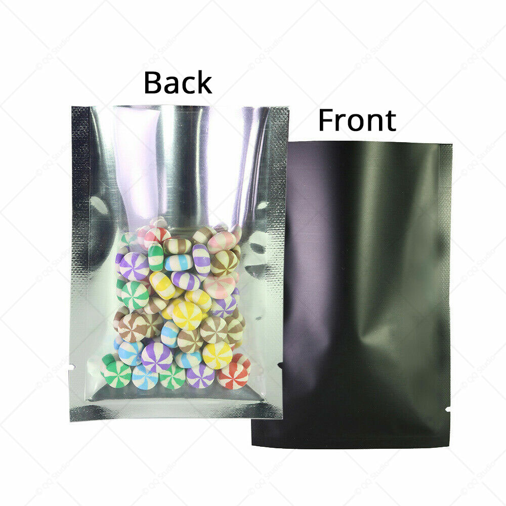 Multiple Colors & Sizes Shiny Clear Front Matte Back Open Top Pouch Bag M9