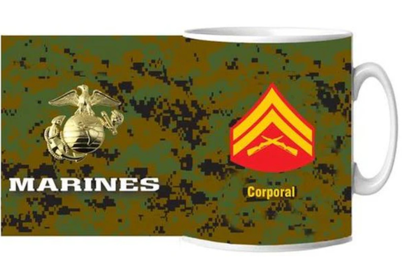 MARINE CORPS CORPORAL CAMO CERAMIC MUG 15 OZ