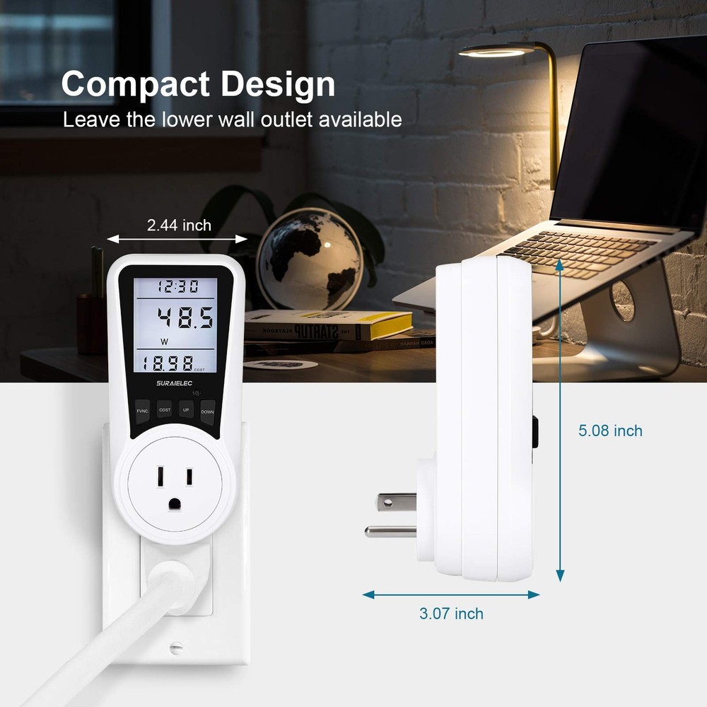 Watt Meter Plug-in Socket Power Meter Auto Cost Calculator Backlit