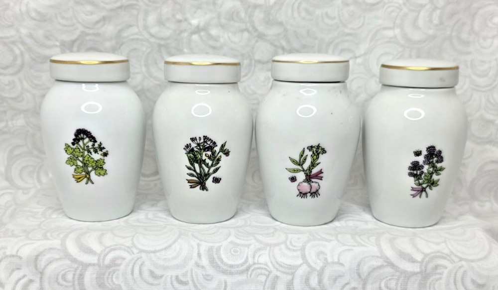 Gloria Vanderbilt Concepts 17 Ceramic SPICE JAR SET *Franklin Mint NICE!