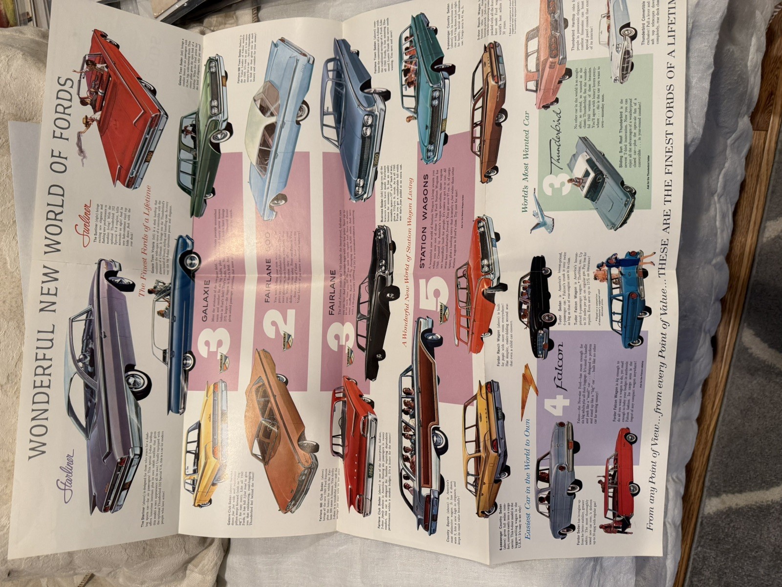 1960 Ford Dealership Brochure Opens to Poster Size of All 1960 Ford Cars Made