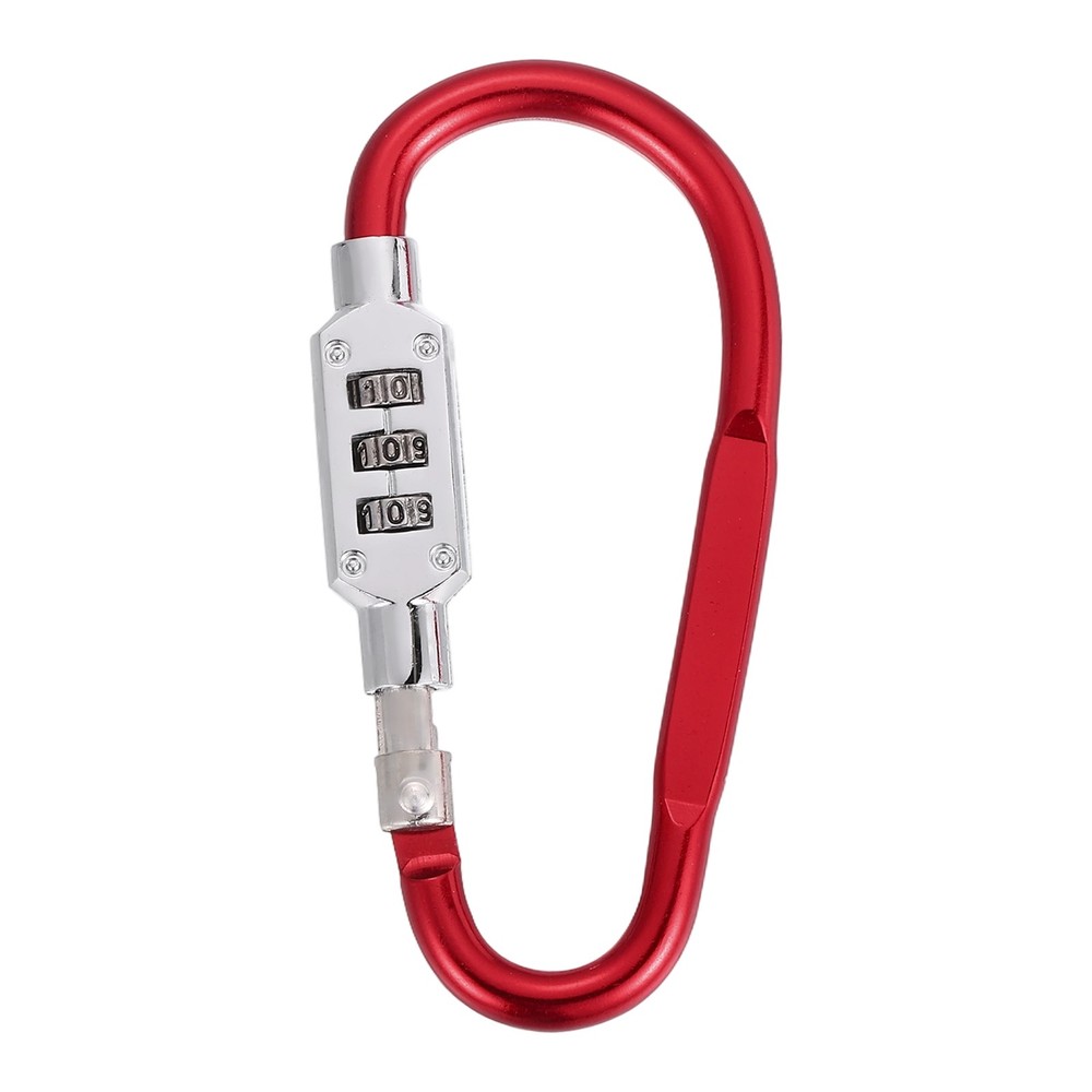 3.8" x 1.8" D-Shaped 3-Digit Code Combination Lock D-Ring Clip Locking, Red