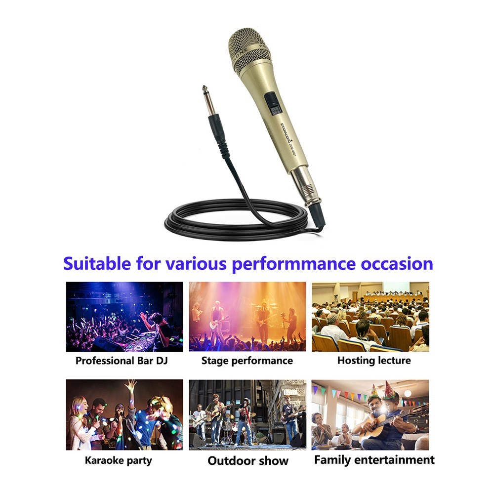 Unidirectional Wired Handheld Microphone Dynamic XLR Cable Mic for Singing Speak