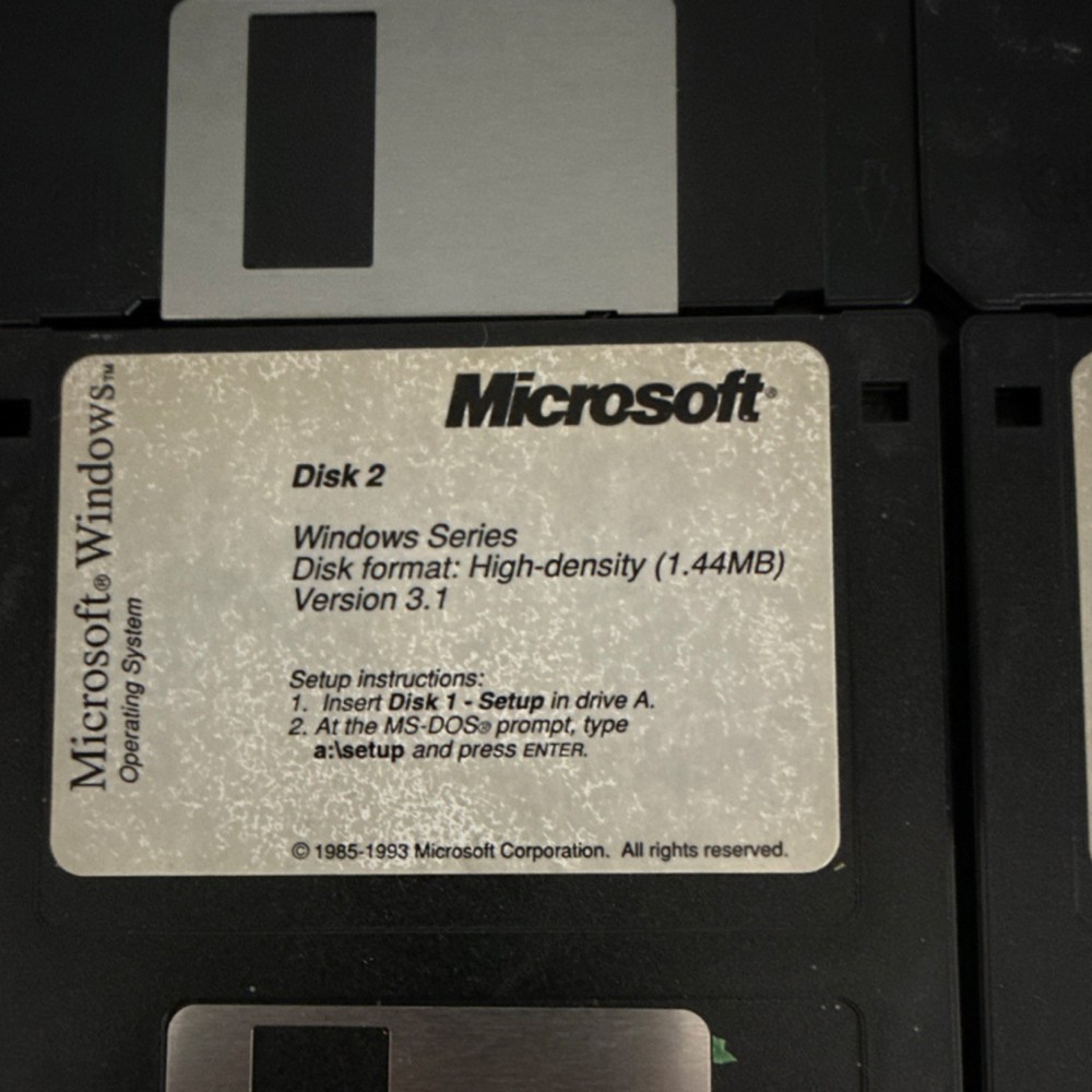 Microsoft Windows 3.1 Operating System 3.5" Floppy Disk Set English