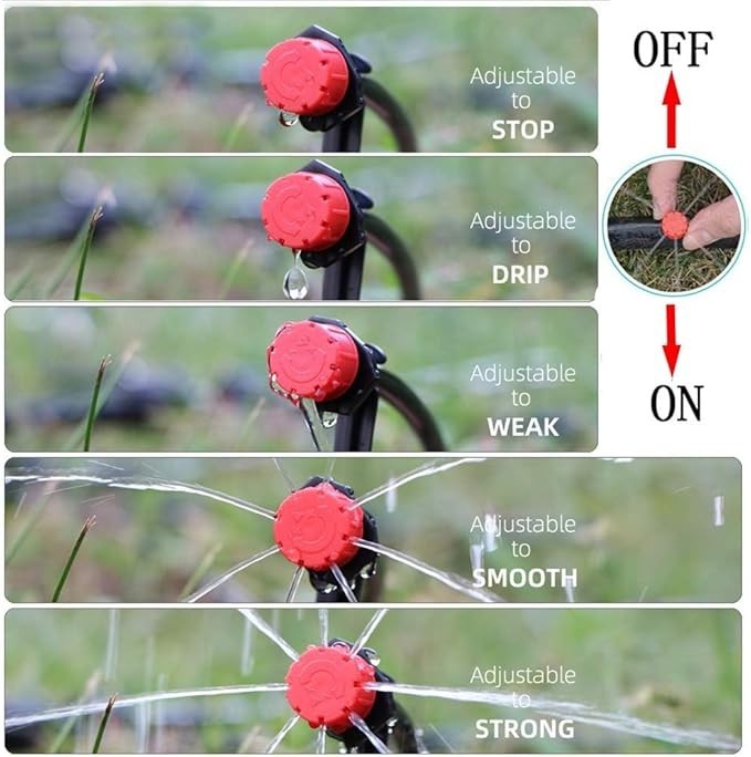 200Pcs Adjustable Drip Irrigation Emitters, 1/4Inch Adjustable Micro Drip