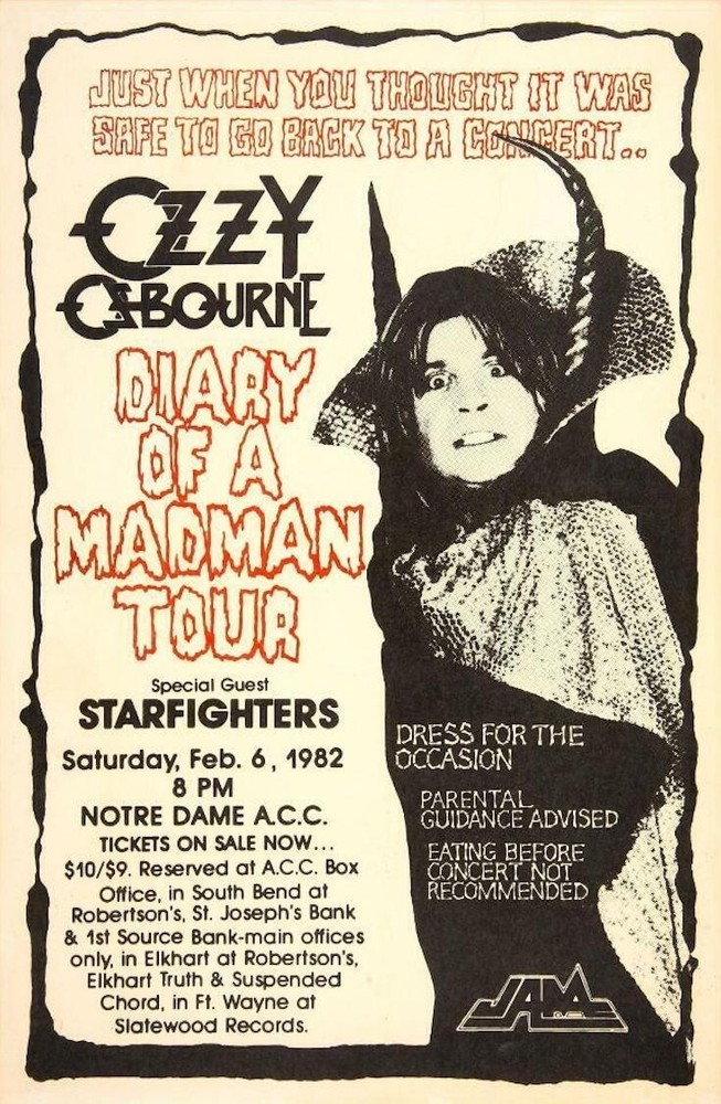 OZZY OSBOURNE 1982 DIARY OF A MADMAN TOUR ST. LOUIS POSTER / NMT 2 MINT