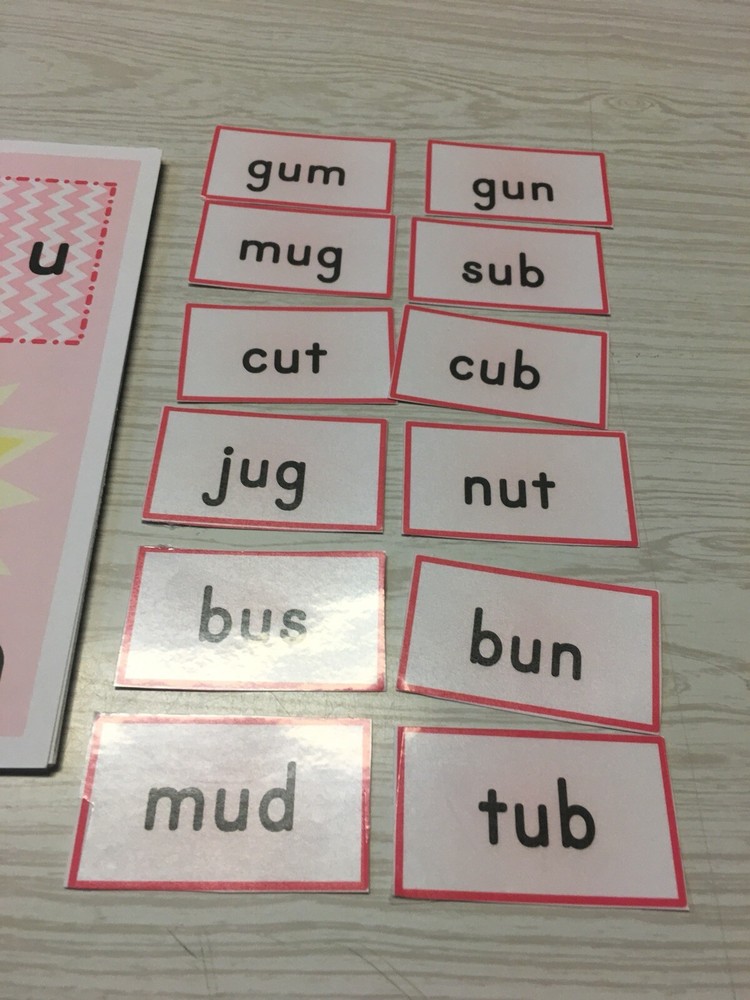 Interactive Learning Books for Children - Short “u” book - w/ 12 Laminated Cards