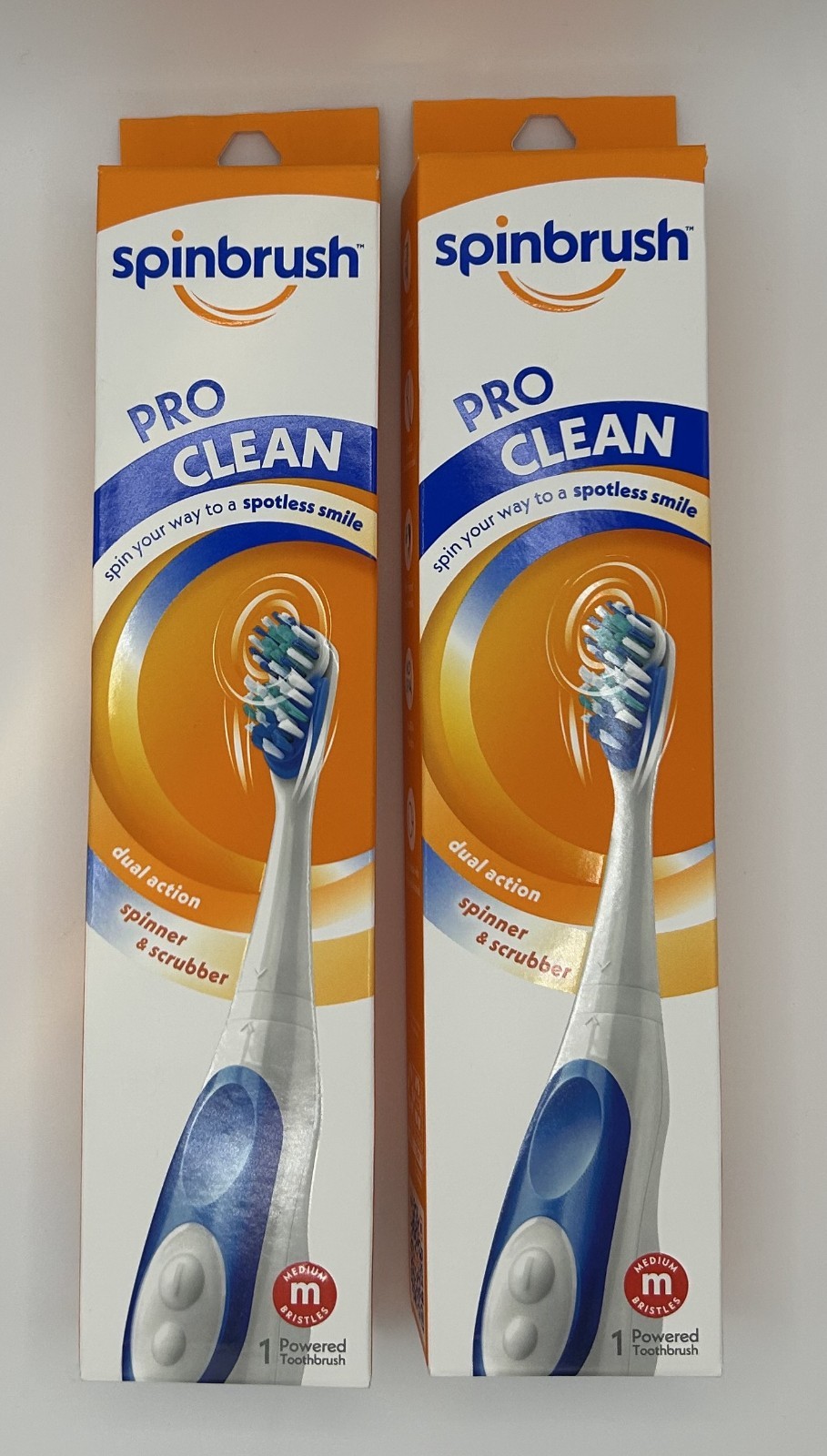 2 Spinbrush PRO CLEAN Battery Powered Toothbrushes with Medium Bristles