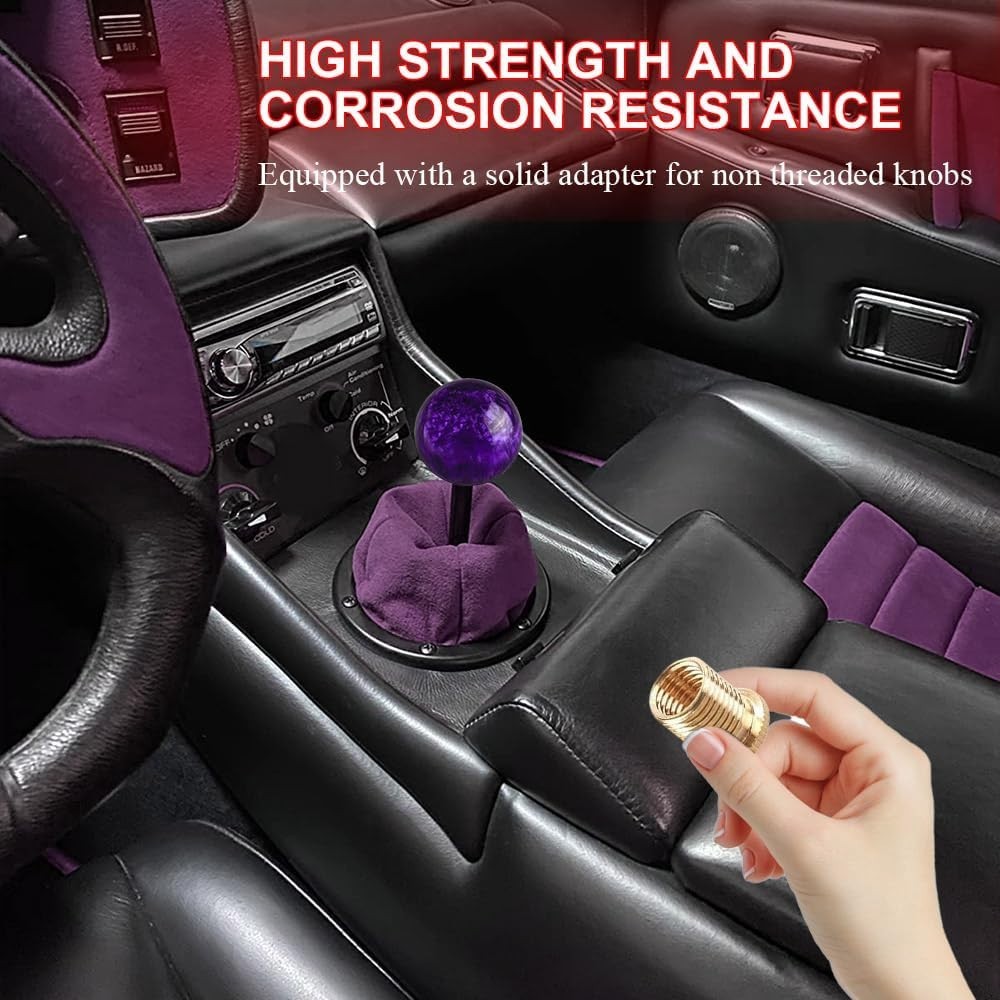 Shift Knob Manual Gear, Shifter Knobs, Acrylic Round Gear Shift Stick Purple