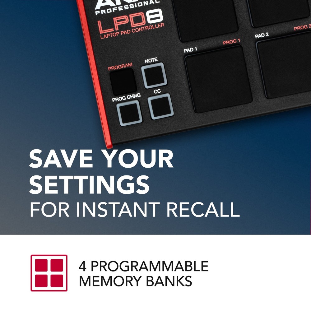 Akai Professional LPD8 - USB MIDI Controller with 8 Responsive Compact, Black