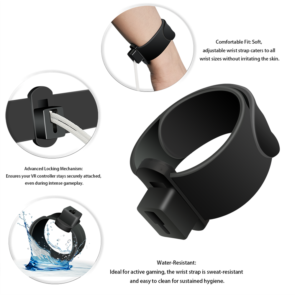 For Quest 3 VR Controller Grip Cover Anti-Collision Bracket with Wristband Strap