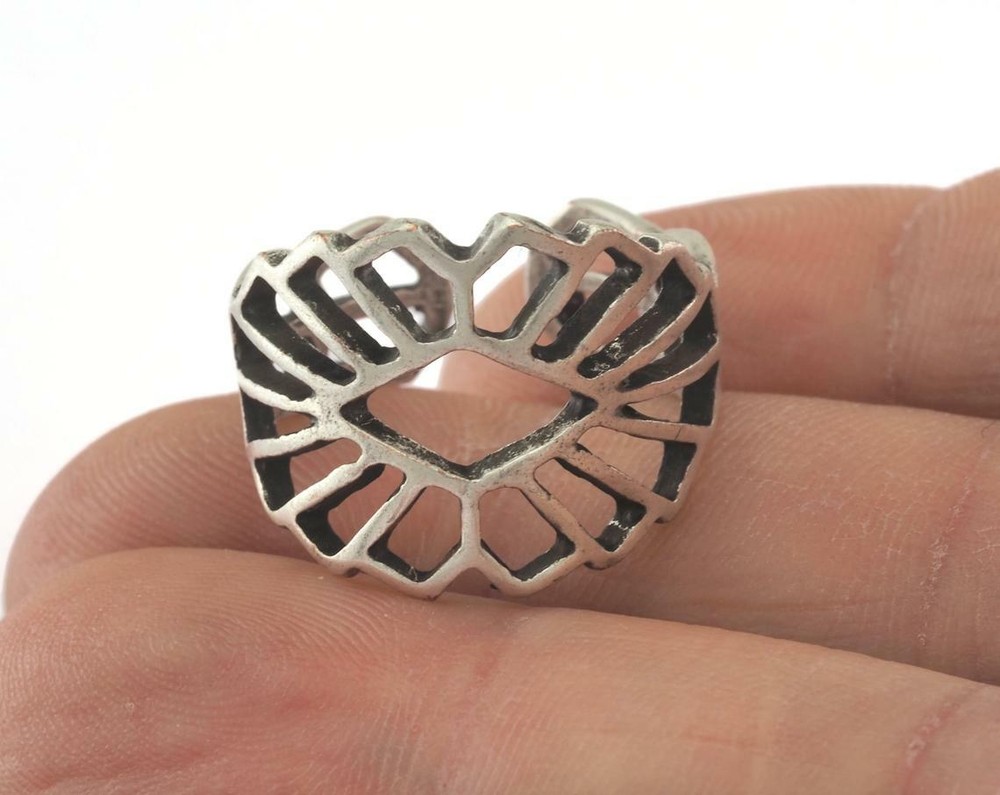 Adjustable Ring Antique Silver Plated brass (18mm 8US inner size) 2670