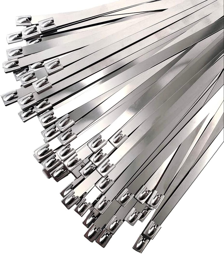 Metal Zip Ties 304 Stainless Steel Heavy Duty Cable 198-400lb 8" 12" 18 24" 36"