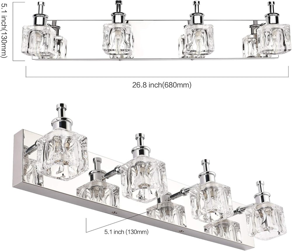 Crystal Vanity Light Bathroom Wall Fixture