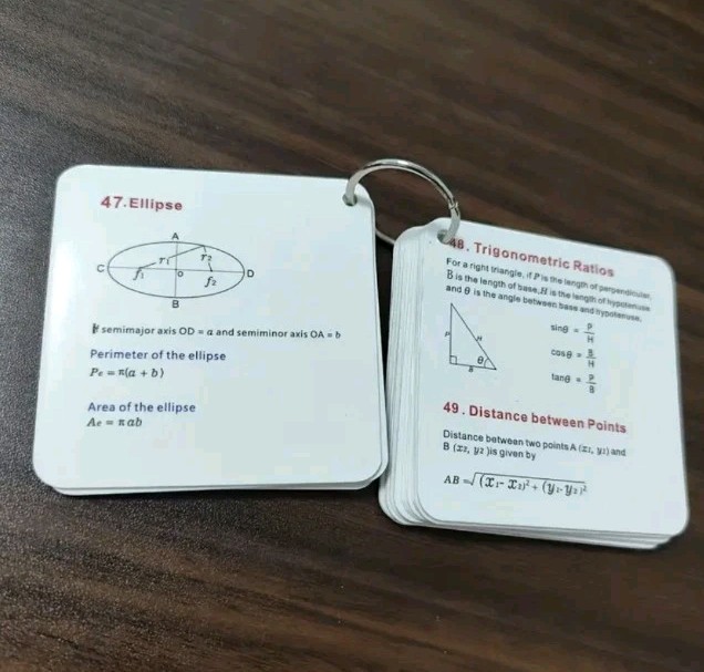 52 Math Formula Flashcards Study Guide Algebra Trig Geometry Calculas Physics