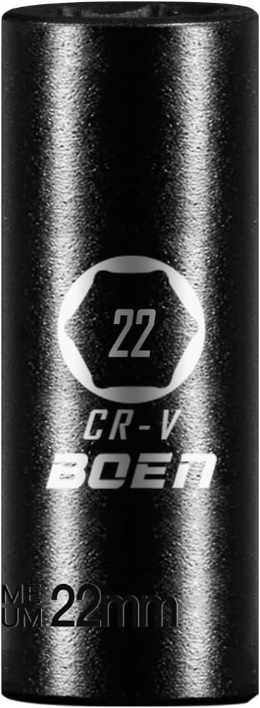 BOEN 3/8" Drive Deep Impact Sockets, Premium Socket, 22mm