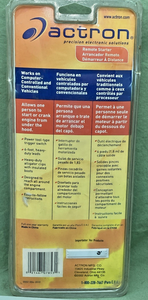 NEW GENUINE ACTRON CP7853 REMOTE STARTER