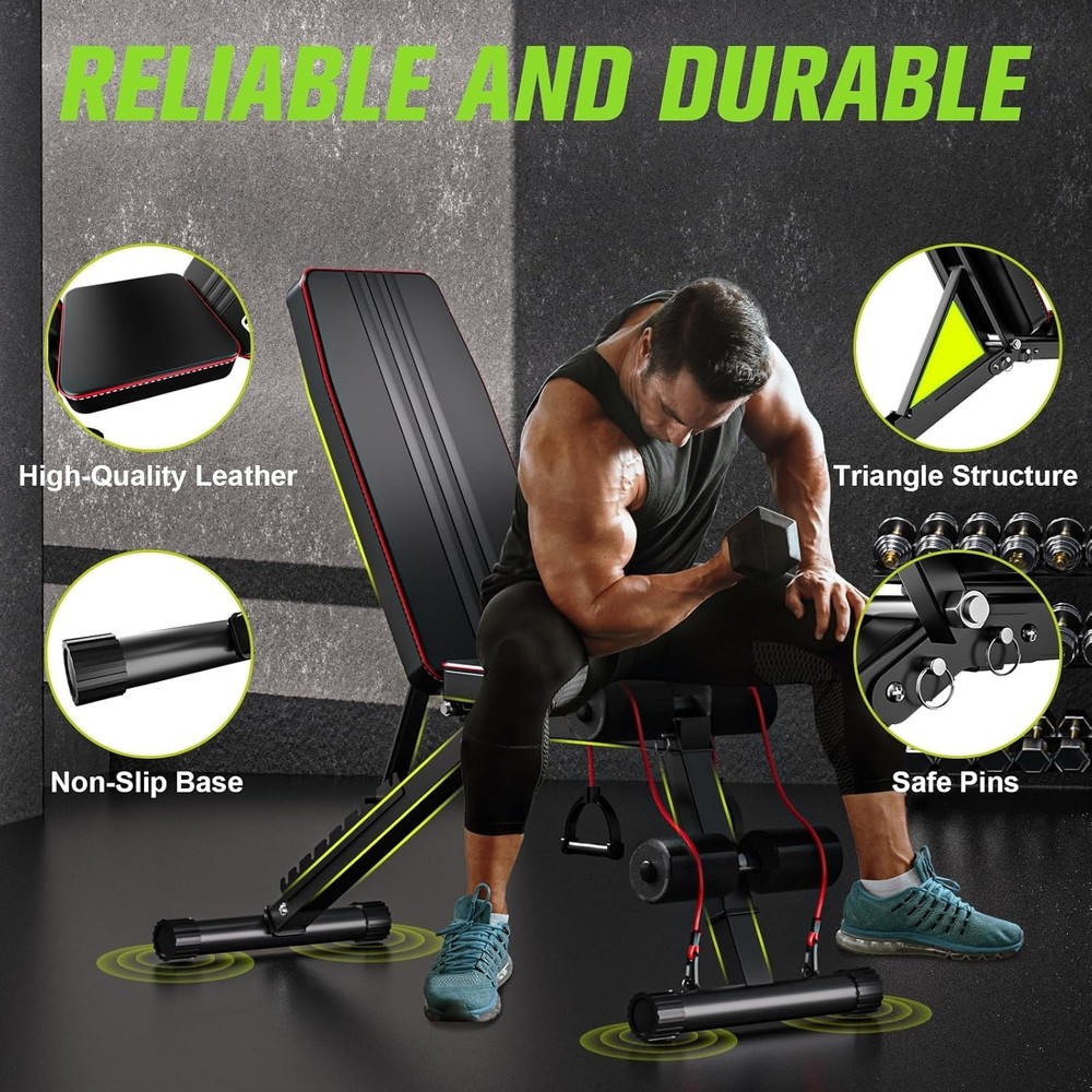 Multi-Functional Folding Weight Bench - 660 lbs Capacity for Safe Home Workouts