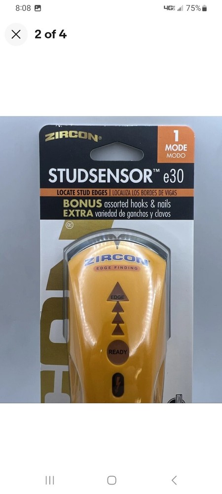 NEW Zircon StudSensor e30 Stud Finder with Wire Warning BONUS Hooks & Nails
