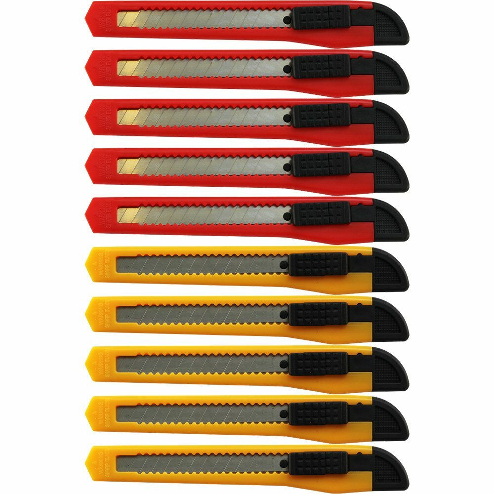 10 Bulk Box Cutter Hobby Retractable Utility Knife with Strong Snap off Blades