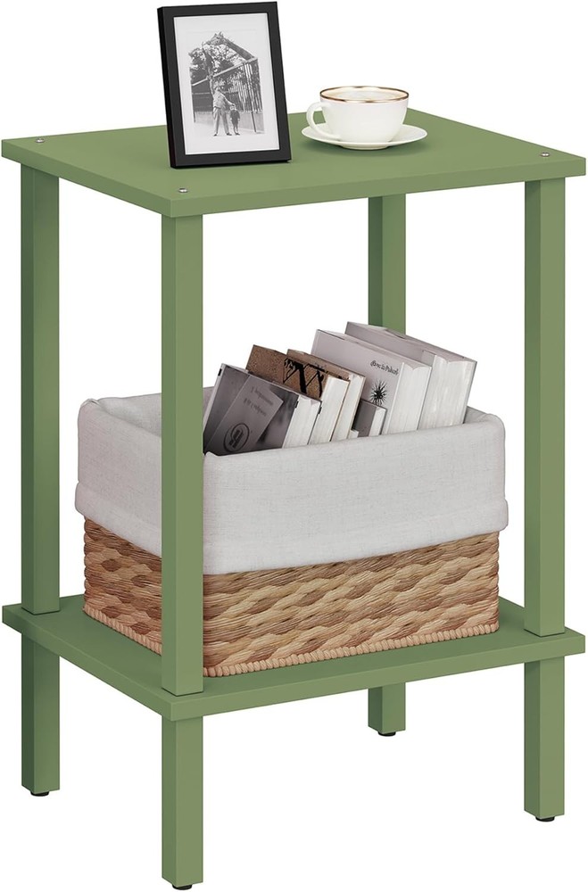 End Table Side Table Nightstand 2-Tier Storage Shelf Sofa Side Table Small Space