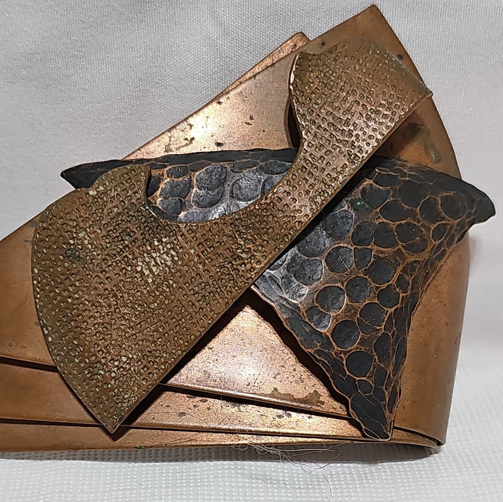 Large MCM Free Form Solid Copper Pin Brooch Rare Unique