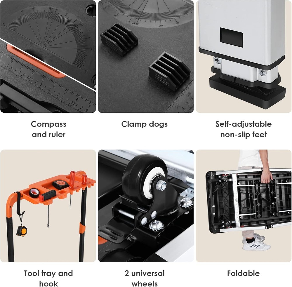 Multifunctional Folding Work Table, 7 in 1 Work Benches for Garage