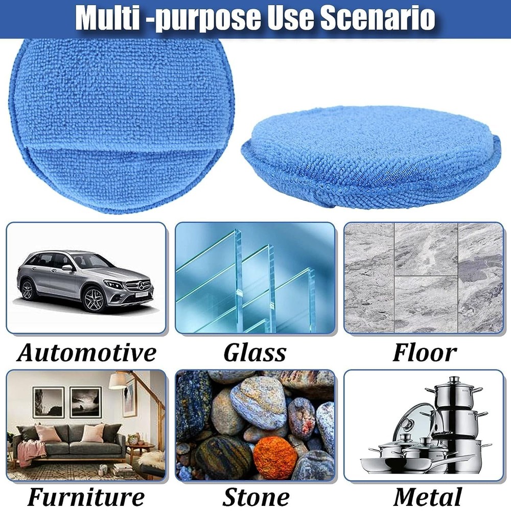 Six-pack microfiber car wax applicator pads.