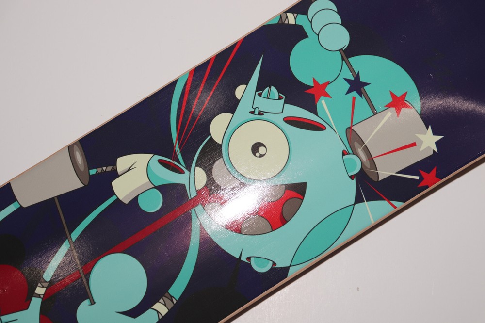 Dalek Space Monkey SIGNED Skateboard Deck Art - Navy Blue
