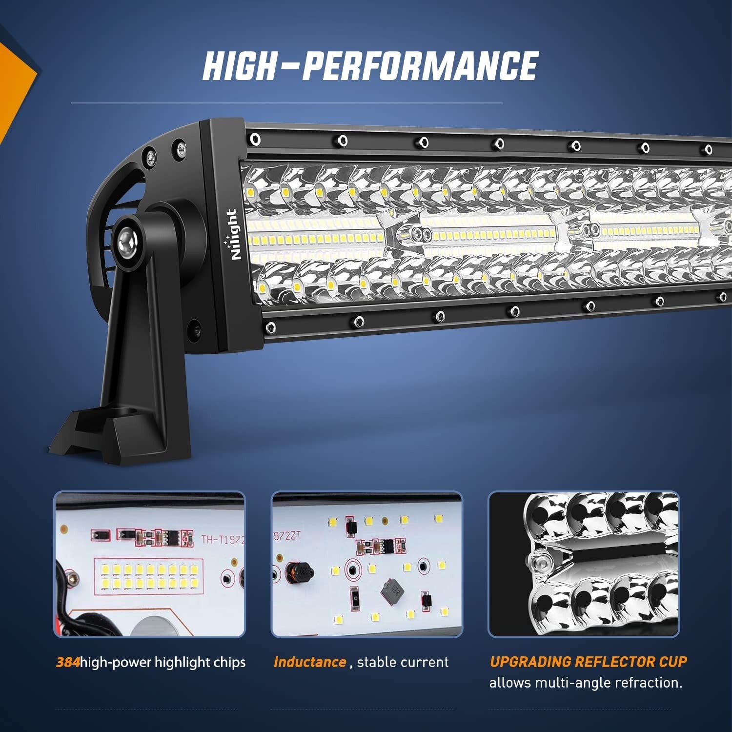 Nilight 50 Inch LED Light Bar Curved Triple Row Spot Flood Combo LED Work Light