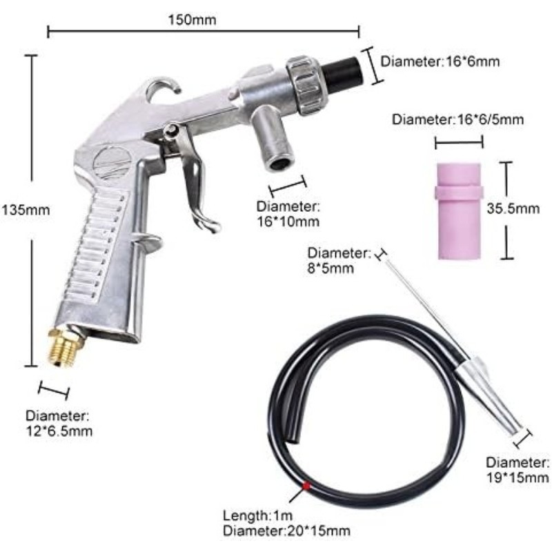 Sand Blaster Kit Blasting Shot Sandblaster Siphon Feed Gun Nozzle Rust Remove