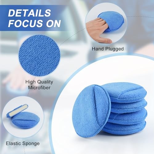 Wax Applicator Pad (8 Pack), 5 Inch Microfiber Applicator Pad with Finger