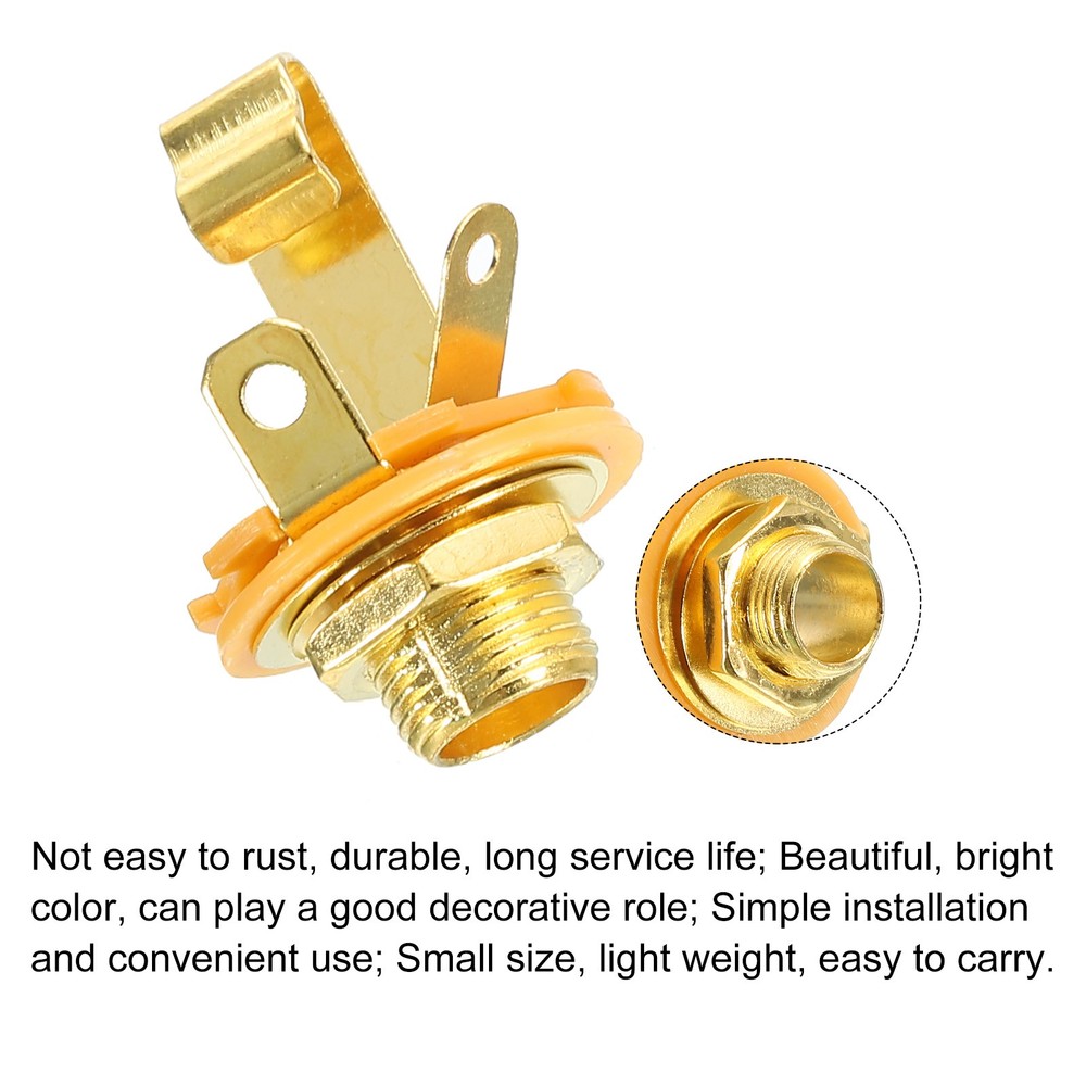 4pcs Guitar Input Jack 1/4" Mono Panel Mount Socket Gold