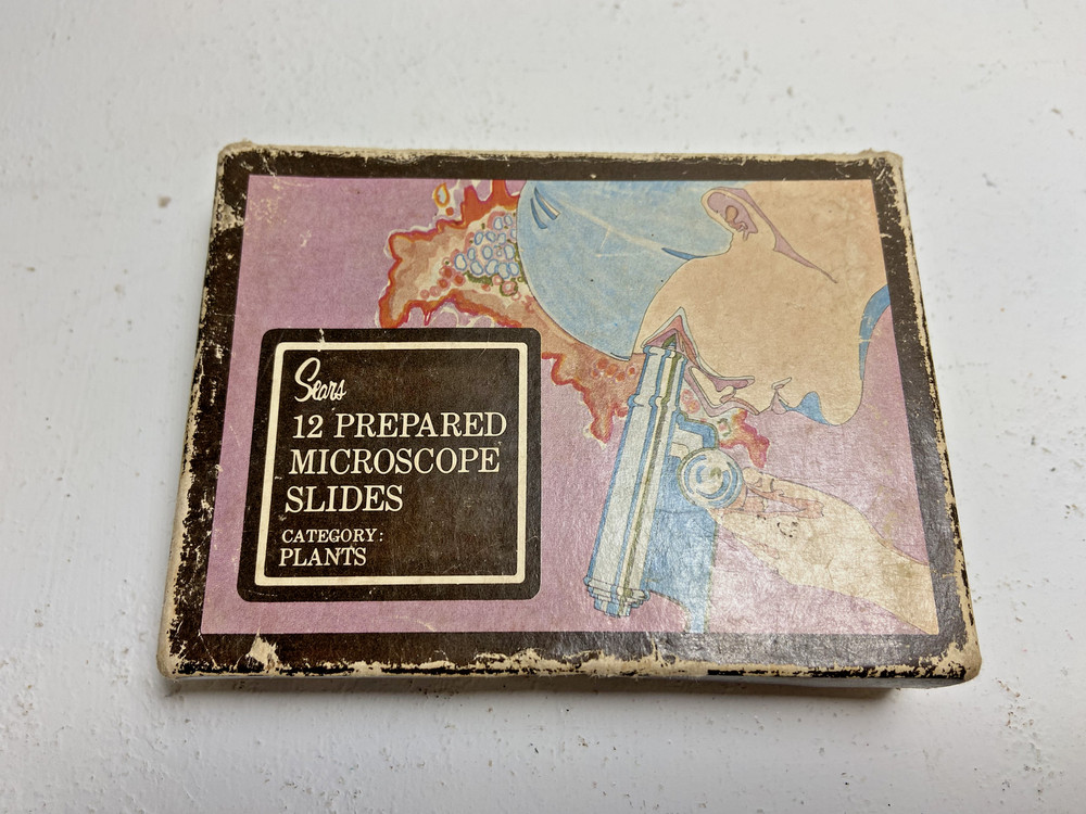 Vintage Sears Prepared Microscope Slides box - category Plants - includes 10