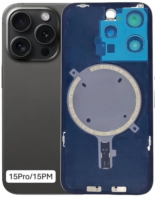 Back Glass Replacement with Metal or Magnet or NFC for iPhone 16, 15 ,14 Series