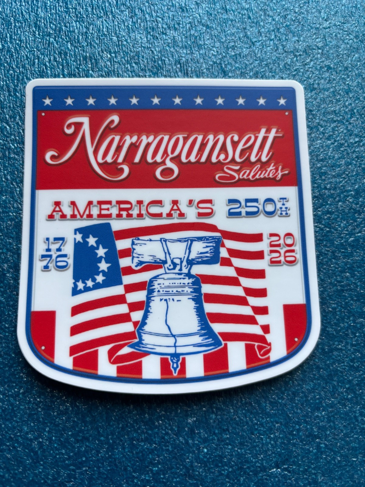 Sharp New Narragansett Beer Salutes America's 250th 1776- 2026 Sticker