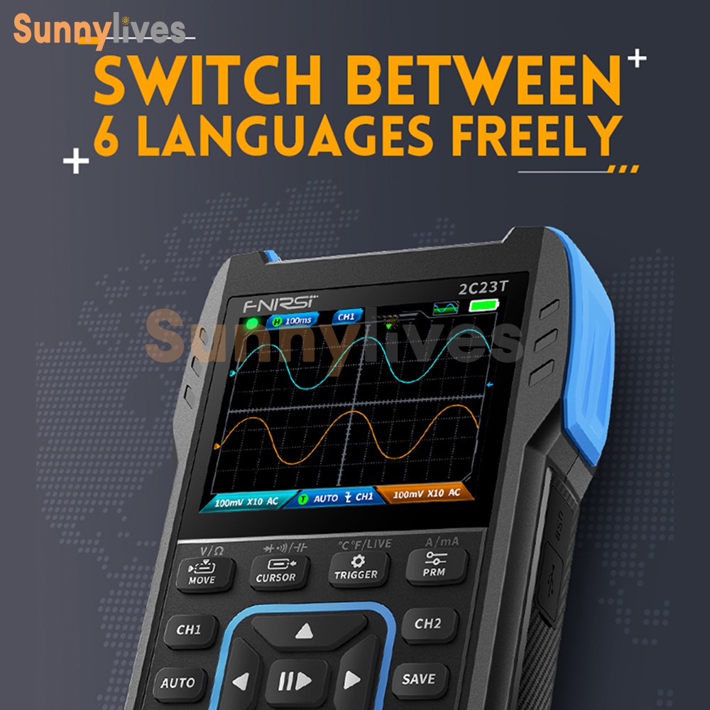 FNIRSI 2C23T+P6100 Digital LCD Oscilloscope Multimeter Function Signal Generator