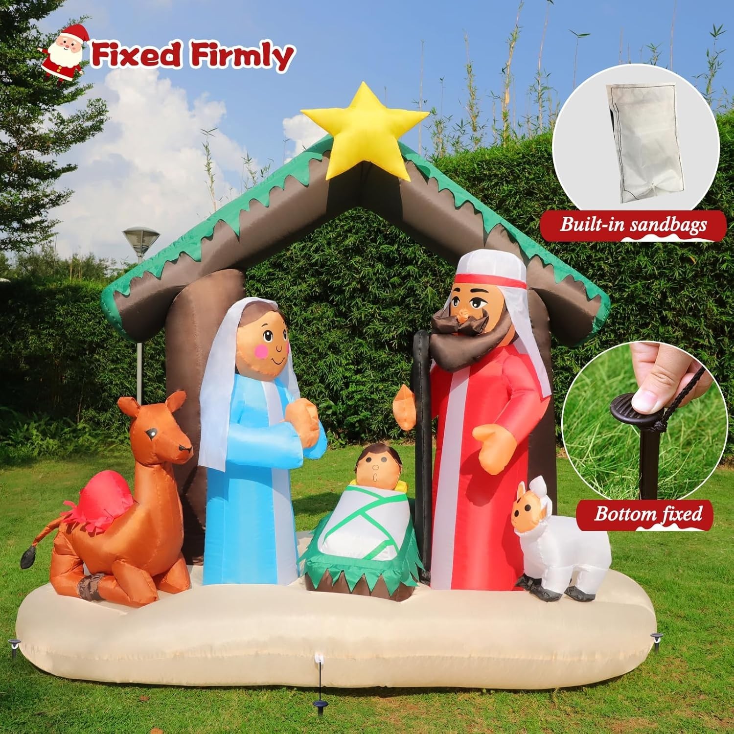Waterproof 7FT Inflatable Nativity Set – Stable & Eye-Catching Christmas Display