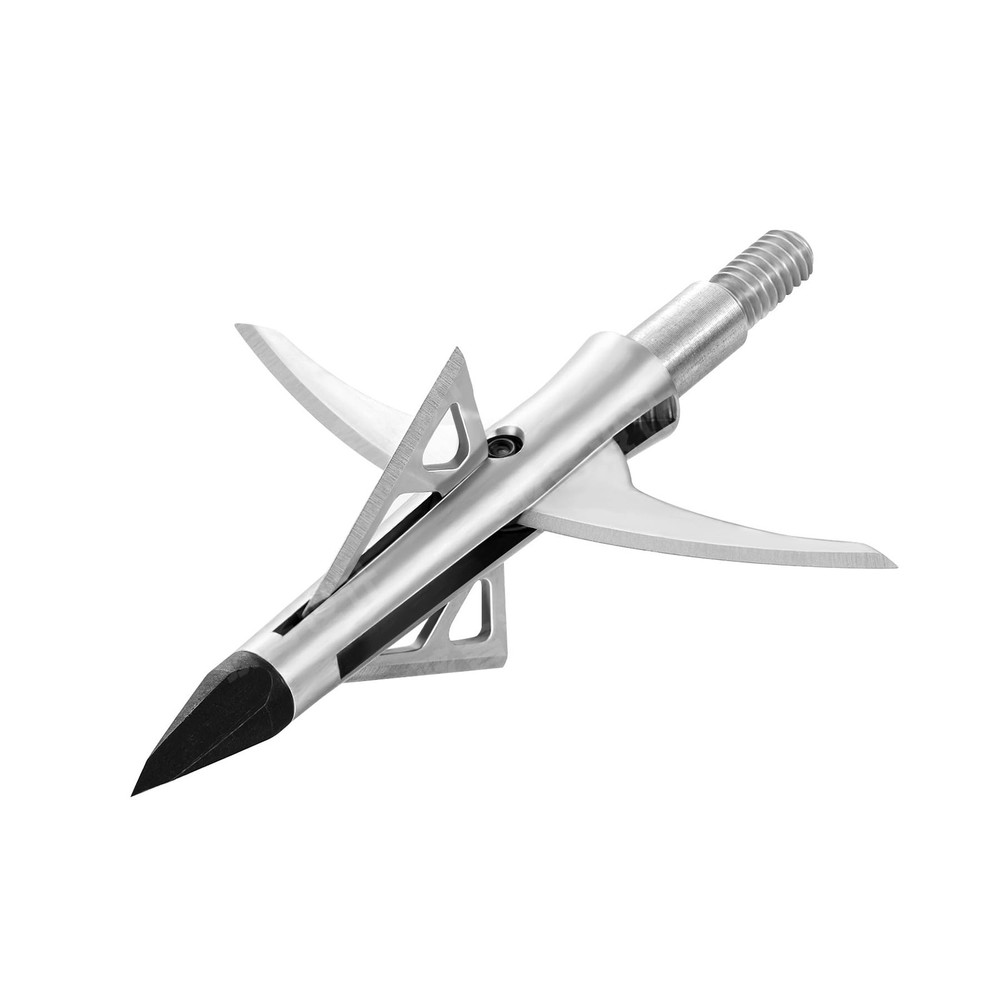 DEEPOWER 4 Pack Mechanical Broadheads 100 Grain 4-Blade Archery silver