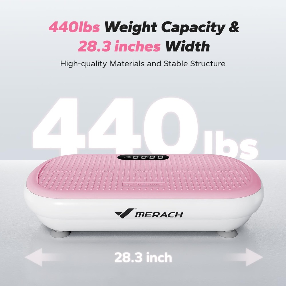 MERACH Vibration Plate Exercise Machine 440 Lb Capacity, Bluetooth, Pink
