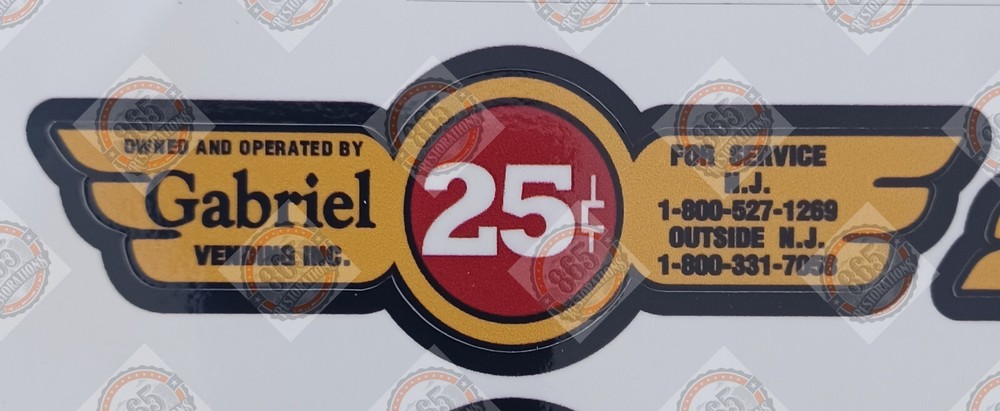 Gabriel gumball machine replacement decal