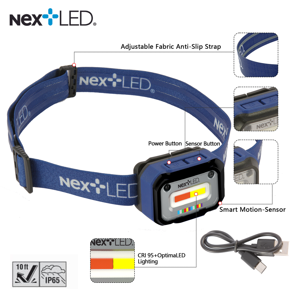 NextLED NT-2143C-B Rechargeable Auto Detailing Headlamp with Motion Sensor