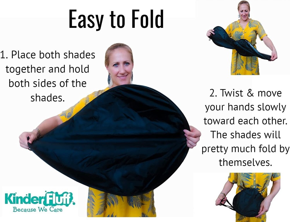 Kinder Fluff 2 Panel Windshield Sunshade-Certified- Blocks 99.87% UVR (Large)